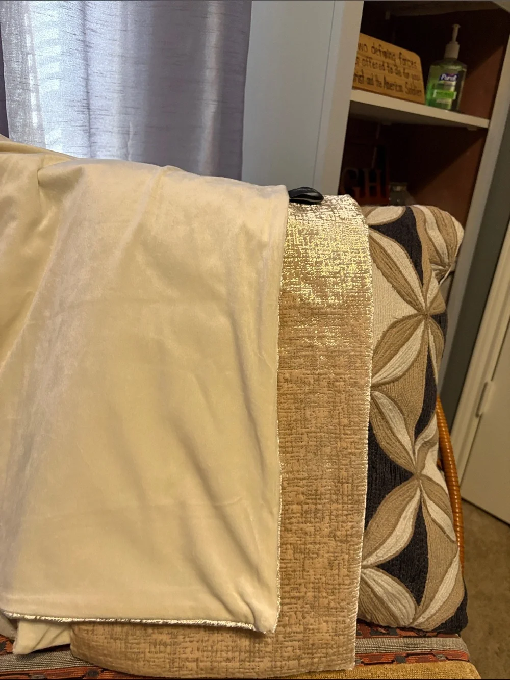 Phantoscope Gold and cream Throw Pillow Covers 20”X 20” Lot of 2